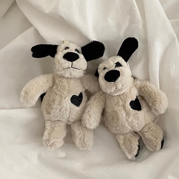 SOLD Fluffy Large Black and White Spotted Puppy Bag Charm/Keychain New - Picture 6 of 7